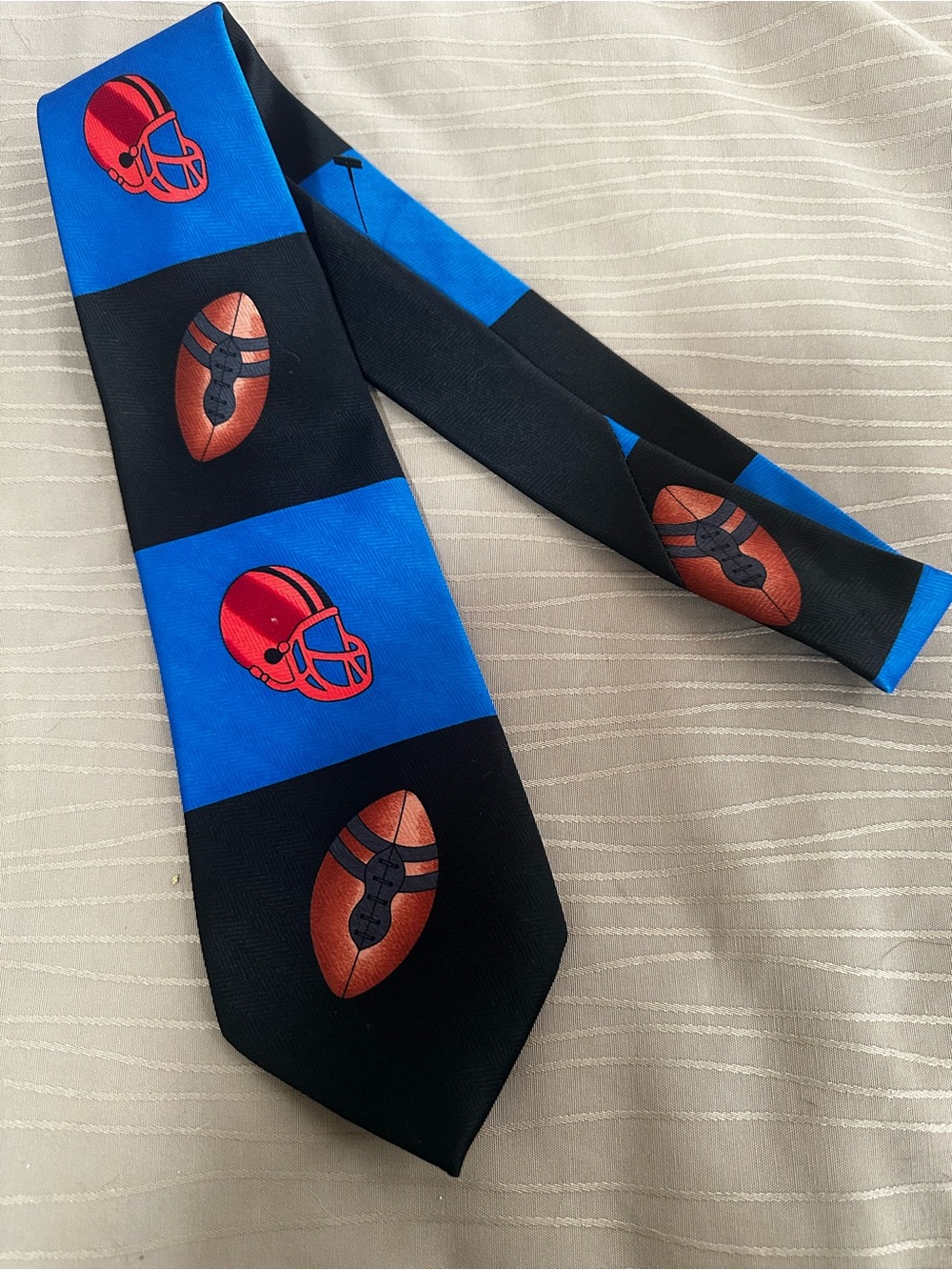 Football Motif Silk Neck Tie